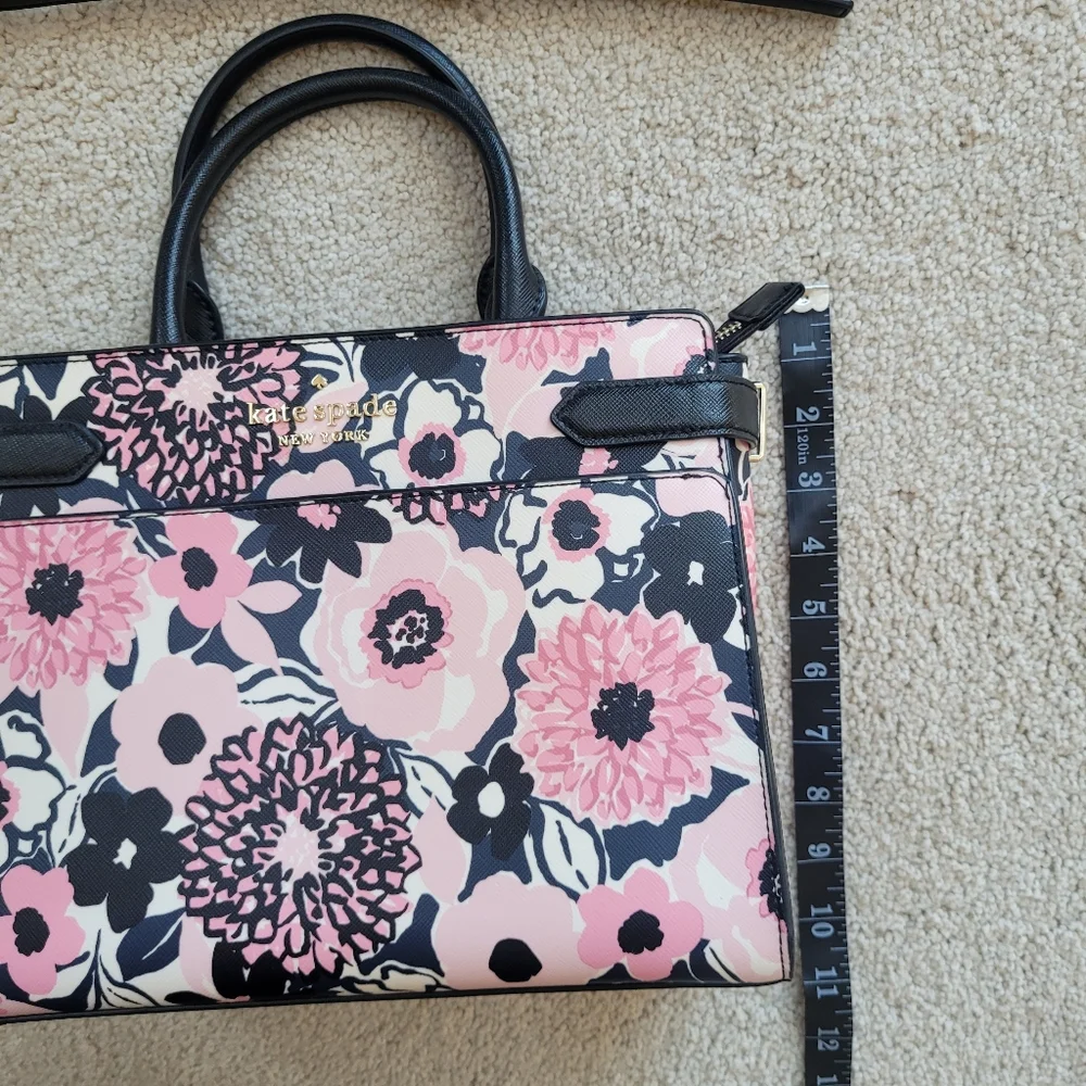 *NWOT* Kate Spade Pink and Black Staci Dahlia Floral Satchel - Picture 10 of 15